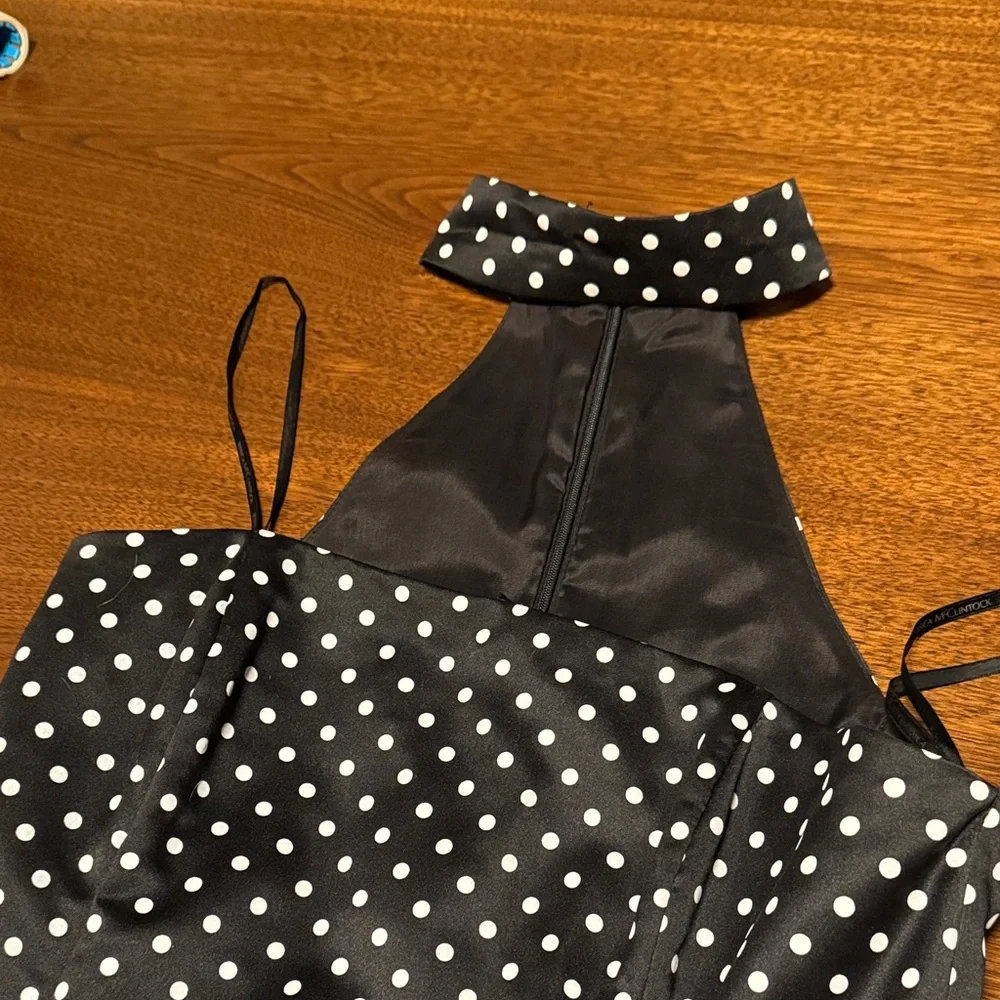 Jessica McClintock for Gunne Sax, Strapless Collared PolkaDot Holiday Party xmas - Picture 8 of 16